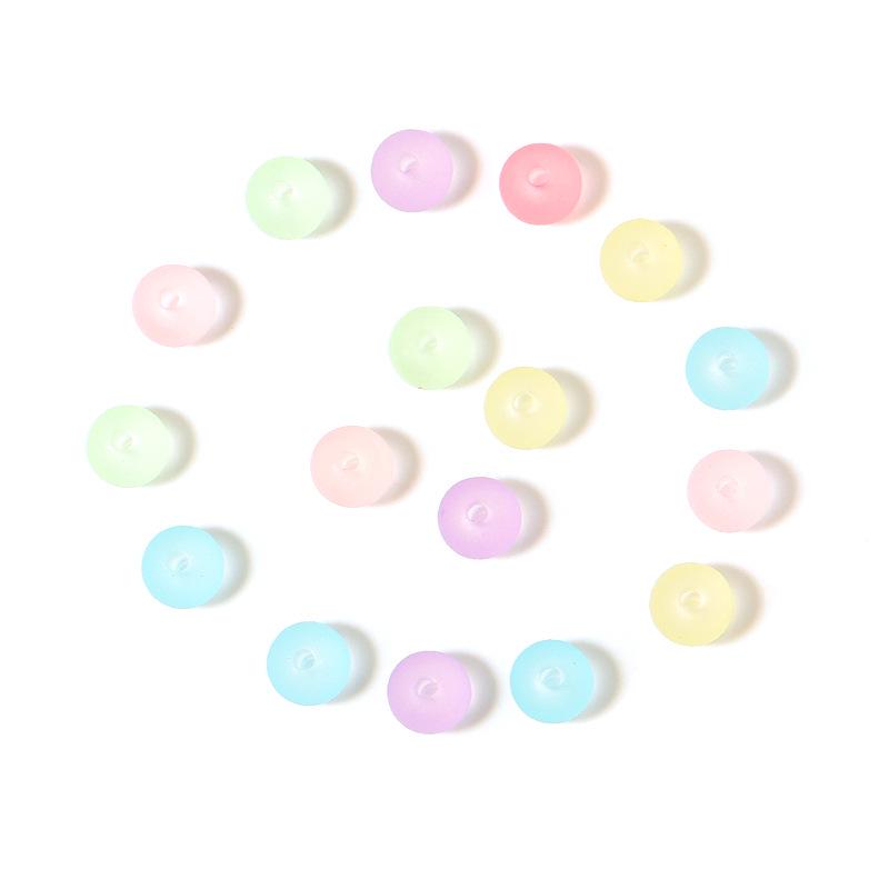 100-Piece Pack: Frosted Acrylic Macaron-Colored Round Beads with Hole for DIY Jewelry Making