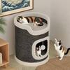 Cat Climbing Tower Cat Scratching Barrel with 3 Cat Caves Sisal Scratching Pad Multi-tier Cat Play Tower for Multi-cat Family