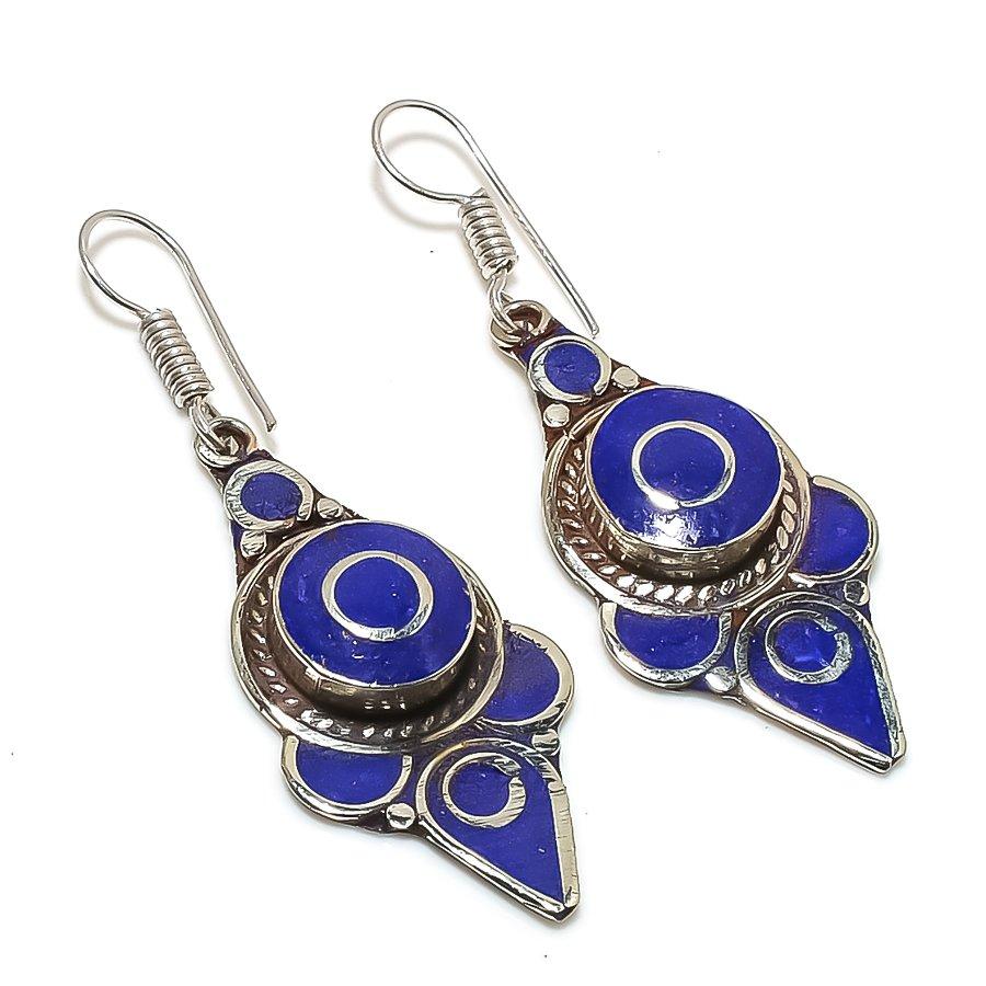 

Natural Lapis Lazuli Gemstone Handmade Jewelry Earring 2.36 l0K95