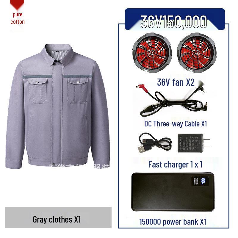 "Men's and Women's Summer Cooling Workwear with Fan, Pure Cotton"