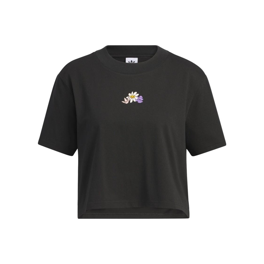 

adidas Originals Women s Solid Color Floral Print Detail Sports T-Shirt, Black L