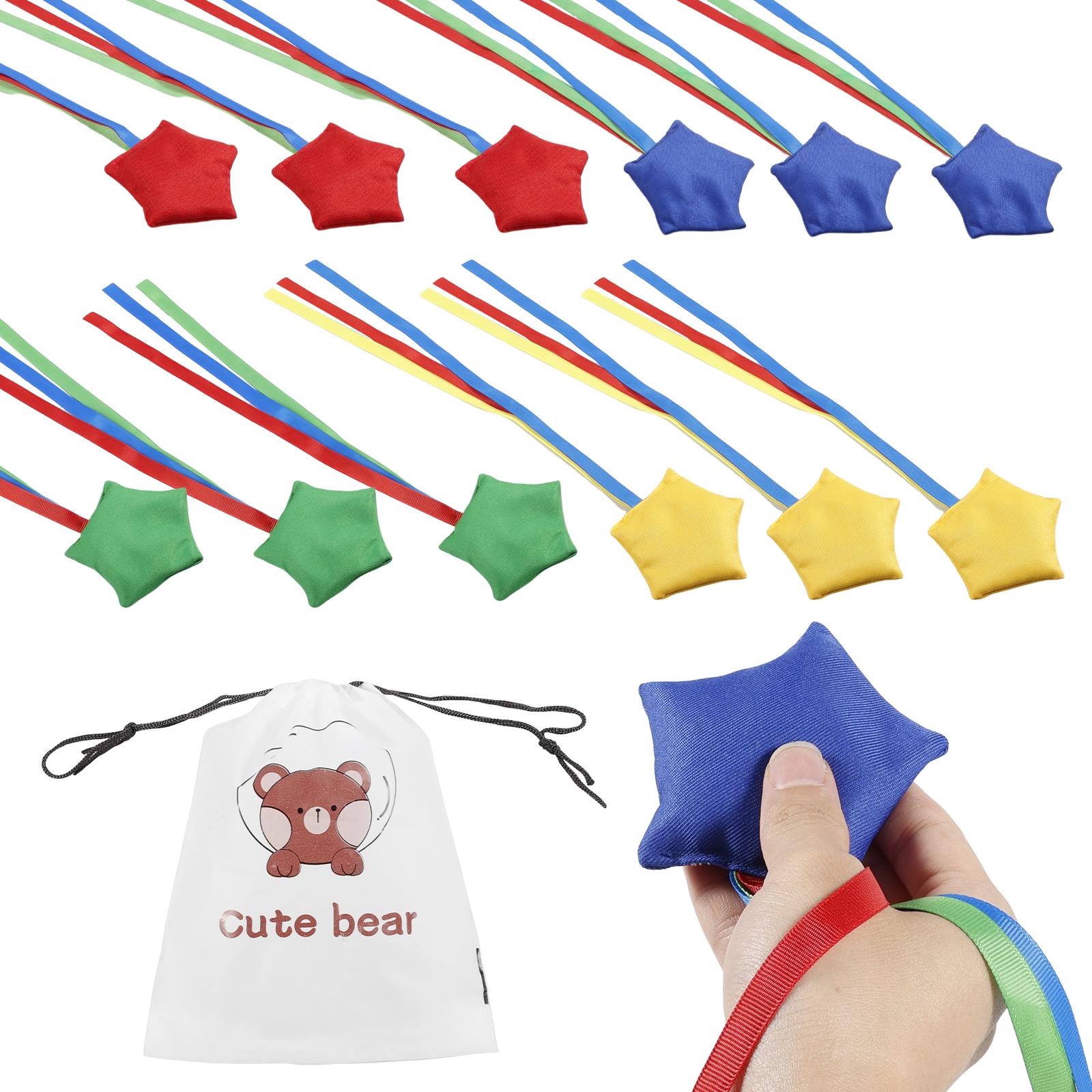 

12Pcs Bean Bags for Tossing Game Cloth Bean Bags Toss with Ribbon Colorful Star Shape Outdoor Toy Supplies for Party Carnival