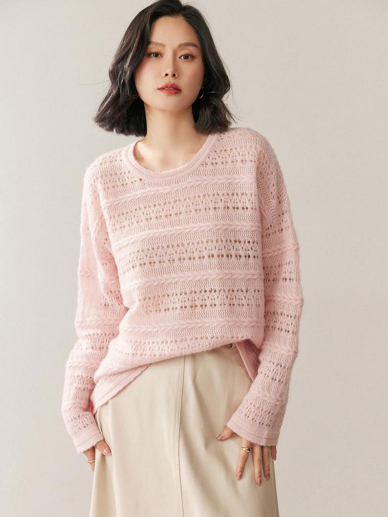 Women's Cashmere Round Neck Pullover Sweater - Fashionable and Warm for Autumn and Winter