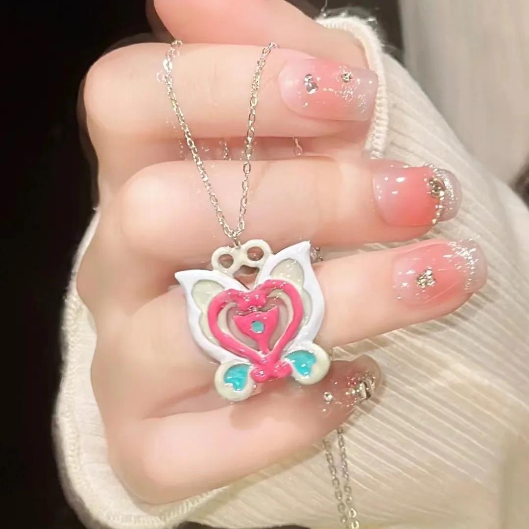 

Cute Sweet Pink Crystal Bowknot Pendant Necklace for Women Charm Fashion Collarbone Chain Zircon Accessories Girls Gift