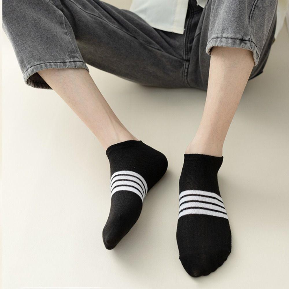 10Pairs Cotton Striped Invisible Socks Breathable Men's Tube Socks Ankle Thin Socks  Sport
