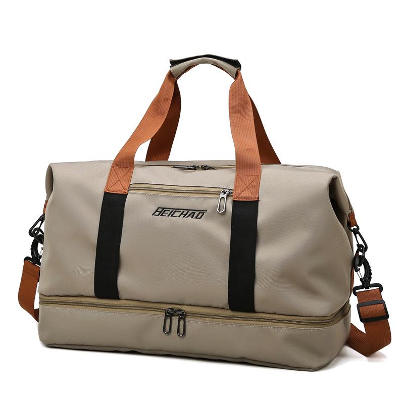 

Multi-Compartment Sports Travel Bag with Shoe Pocket & Wet/Dry Separation - Shoulder, Handheld, or Crossbody Yoga & Swimming Bag хакі