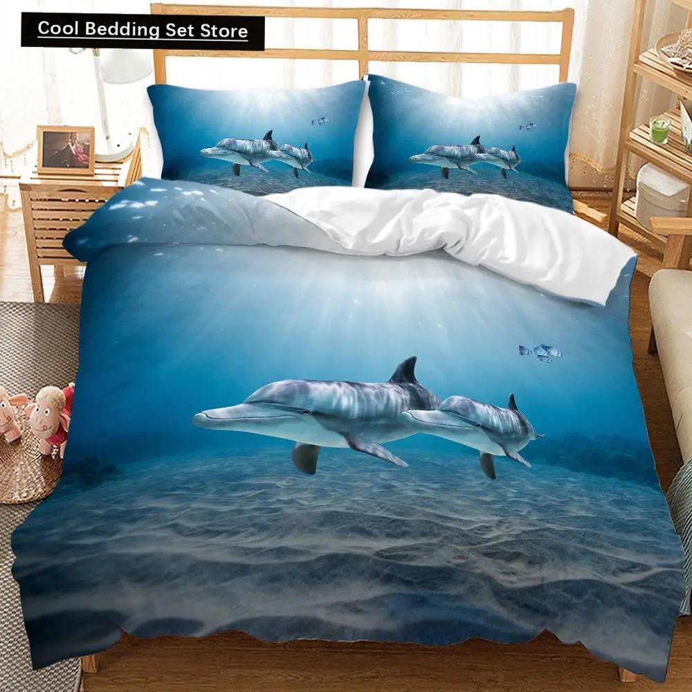 Marine Life Dynetrekksett Glødende Maneter Twin Qulittrekk Tropical Ocean Fish Under Sea Marine Life Polyester Sengesett