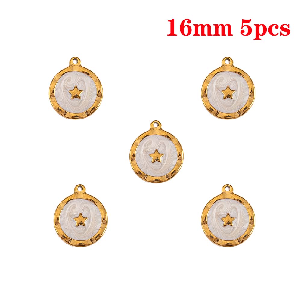 4-8pcs Stainless Steel Enamel Star Heart Eye Shell Sun Round Random Charm Base Anklet Pendant DIY Earring Necklace Jewelry Makin