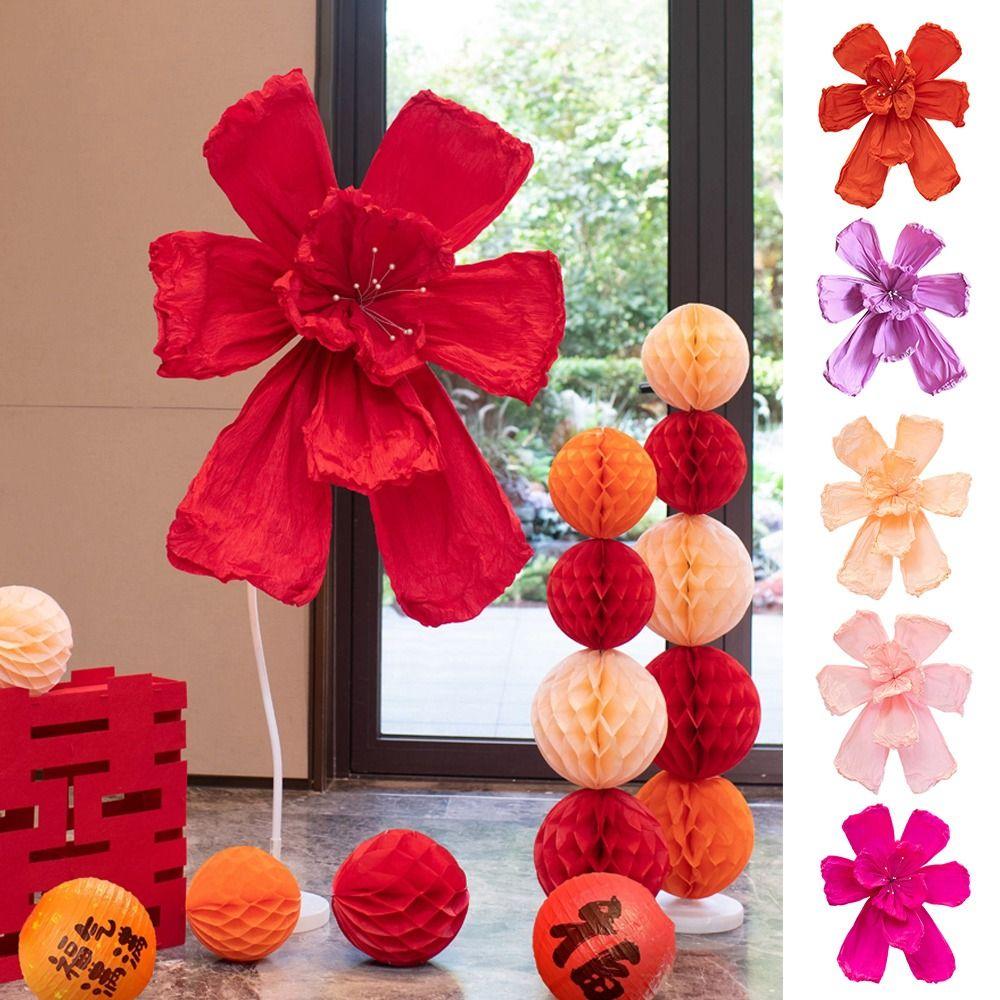 Decorative Paper Crane Paper Crane Flower Pathway Hanging Banner Artificial Flower Hand Crumpled Paper Banner Large Iris