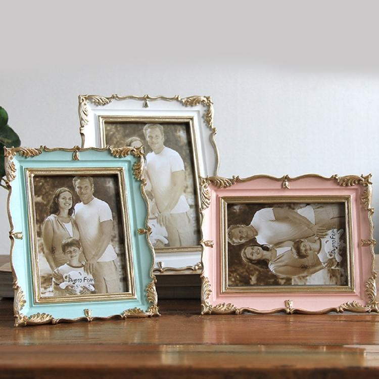 Antique Resin Art Golden Trim Photo Frame With Intricate Carved Pattern Tabletop Decors Picture Frame For Home Aesthetic