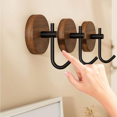 Stanzfreier Massivholzhaken Walnuss Schlüssel Dekorativer Handtuchhalter Haken Türhänger Wandgarderobe Küche Badezimmer Organizer