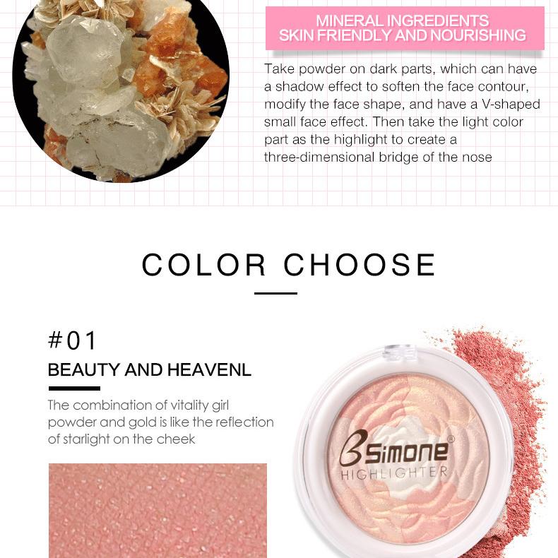 Moda culori mixte Pearl Rose Disc Highlighter Hrănire pentru piele Lumină complementară Iluminare naturală Discuri de iluminare