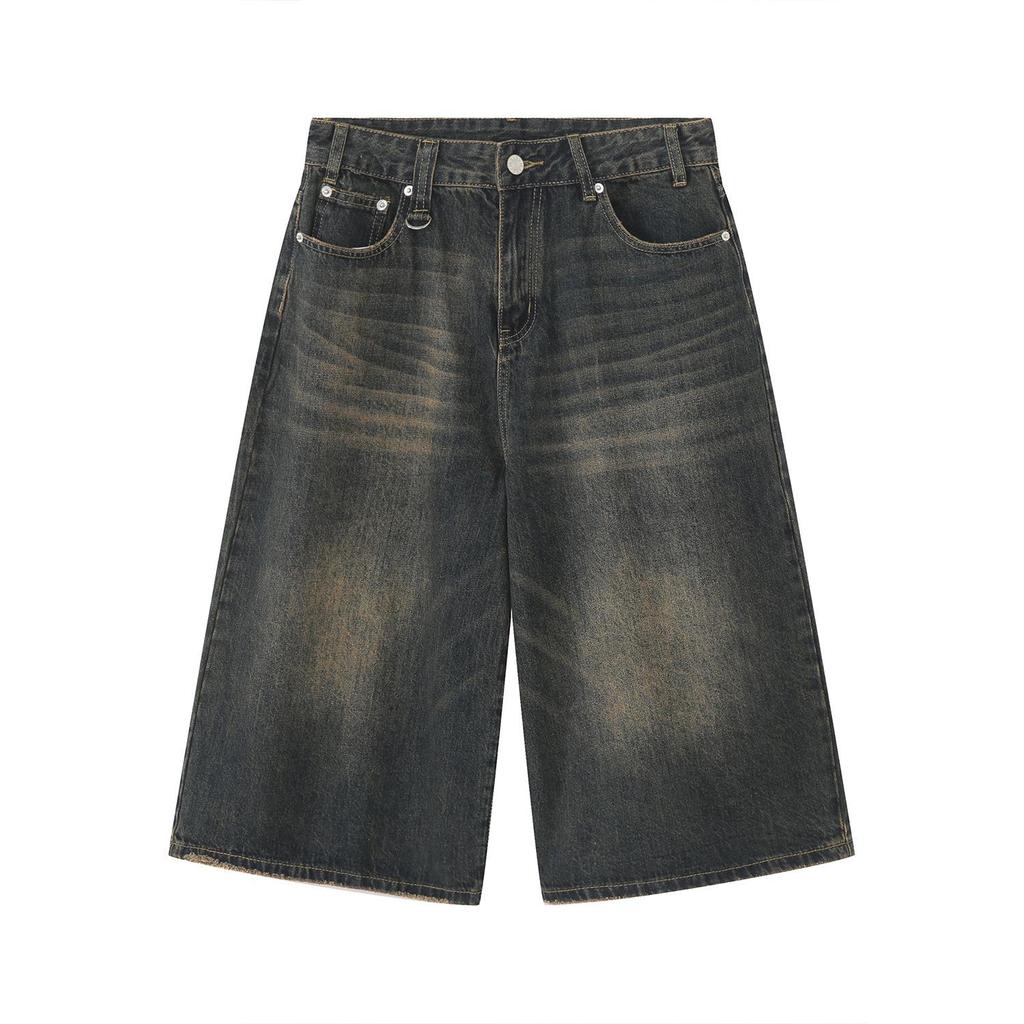 Herren Denim Jeans Cropped Hosen Mittlere Taille Knielang Lässig Locker Sommer Kurzer Stil Hohe Qualität Personalisierbar Waschbar Streetwear Kleidung