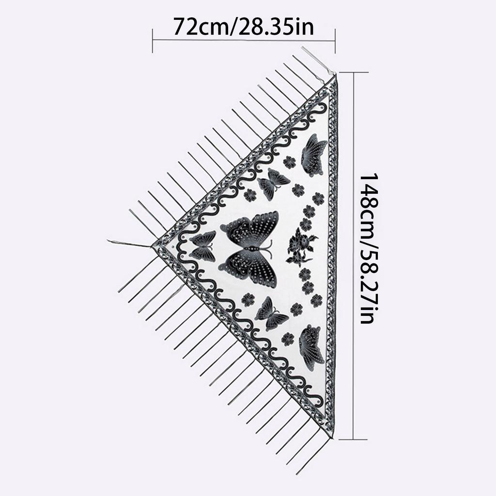 Butterfly Embroidered Shawl Lace Triangle Scarf Formal Shawls And Wrap For Evening Dresses Sheer Shawl With Fringe