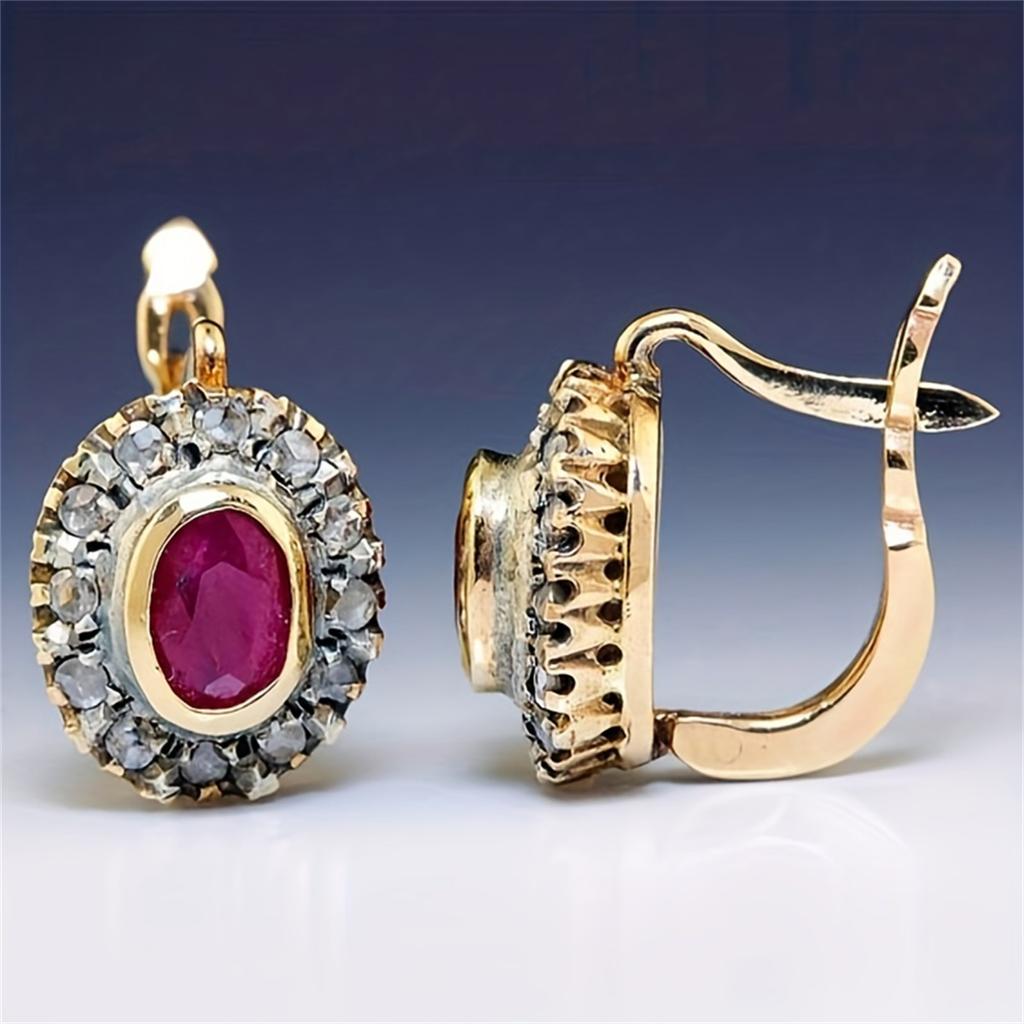 Vintage Ear Clip Inlaid Rhinestones And Artificial Crystal Alloy Earrings Accessories For Women Suitable For Gift-giving