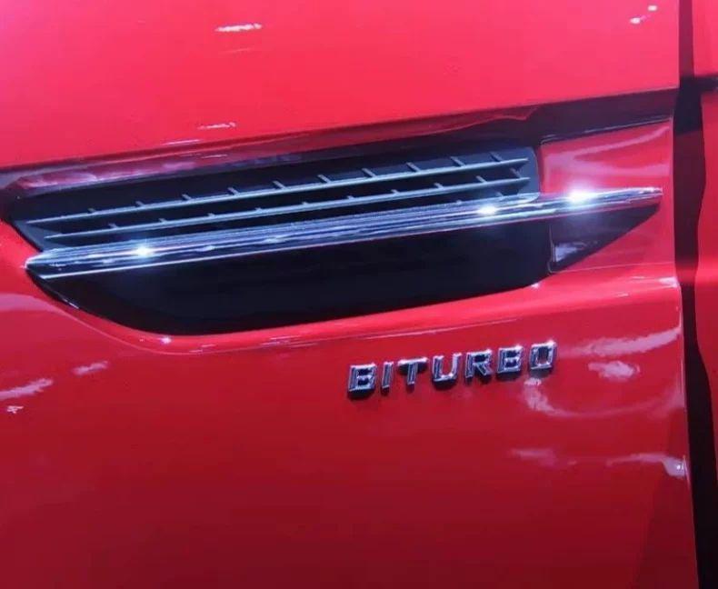 Compatible Mercedes-Benz V8 BITURBO Side Badges for C63, G63, S65, V12 Turbocharged Fender Emblem Letters.