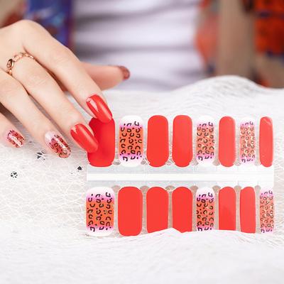 Red Leopard Print Nail Stickers, 16-finger Fairy Waterproof Nail Polish Stickers, Nail Polish Film Nail Polish Stickers
