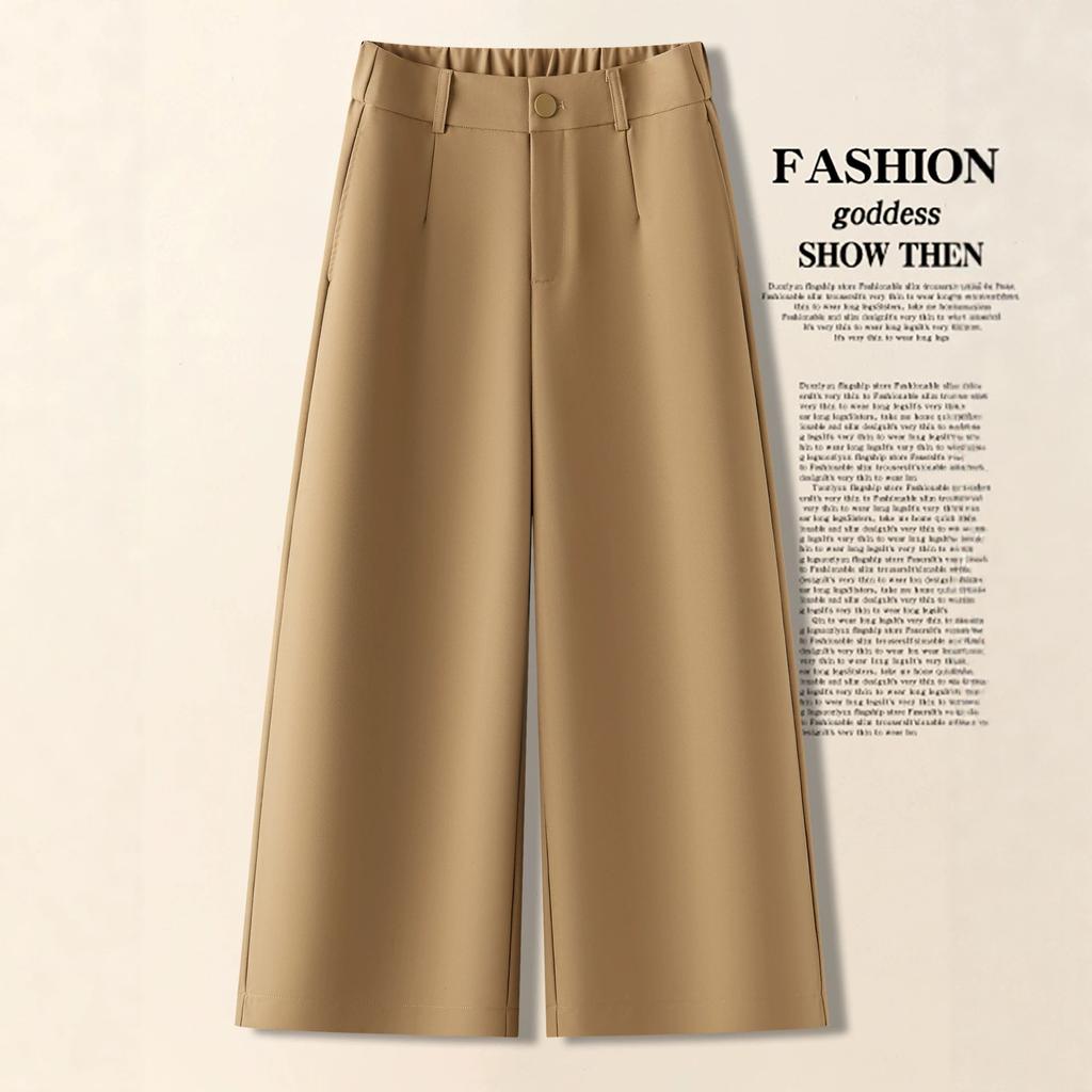 Fashion eight-point wide-leg pants women's 1116 spring and summer popular high-waisted small loose and versatile vertical straight-leg pants