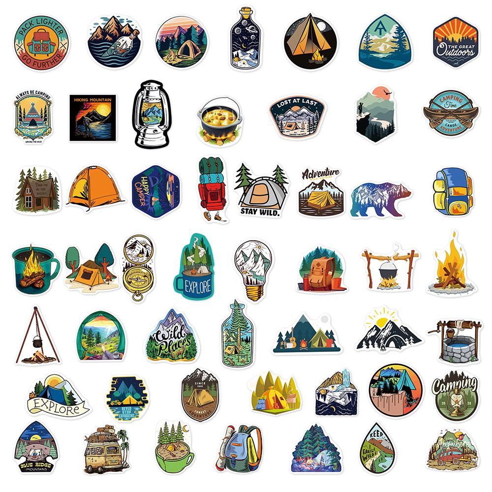 10/30/50pcs Cartoon Outdoor Forest Camping Stickers Travel Beautiful Scenery Decals Suitcase Laptop Notebook Cool Sticker Decor