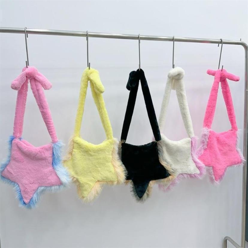 1 Pcs New Plush Bag Five Pointed Star Plush Bag Autumn And Winter Sweet Cool Girl Casual Crossbody Bag