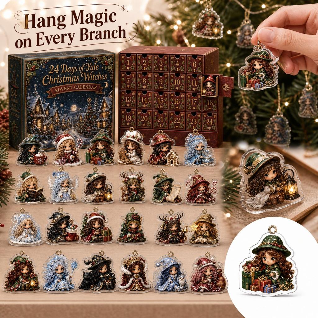 Christmas Advent Calendar with Ornaments - Countdown Gift in Acrylic Display Box for Holiday Decoration