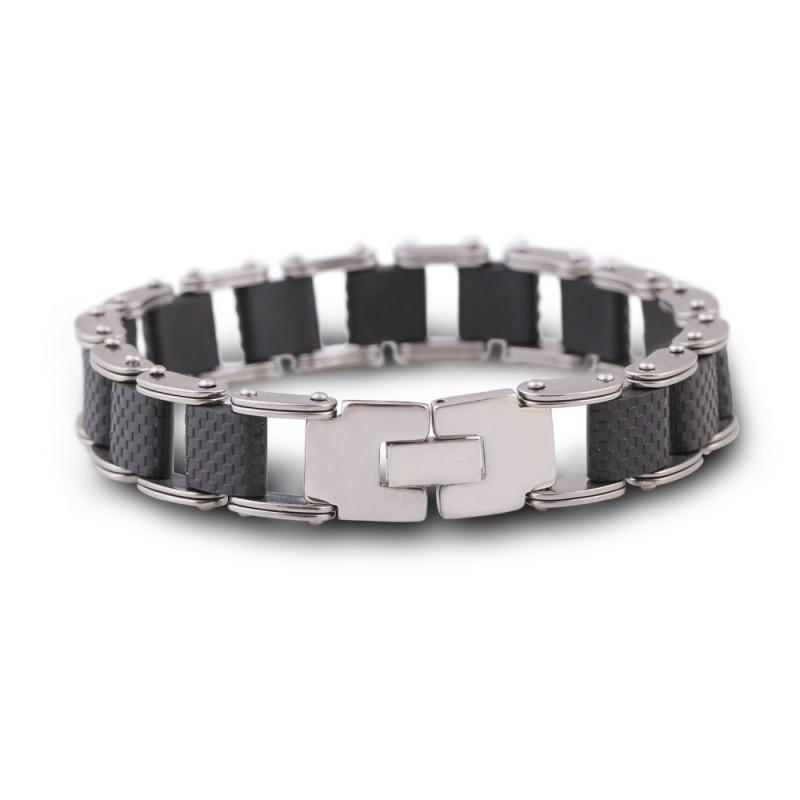 Stainless Steel Silicone Cycling Bracelet With Chain Design Men Women Unisex Titanium Wave Minimalist Geometric