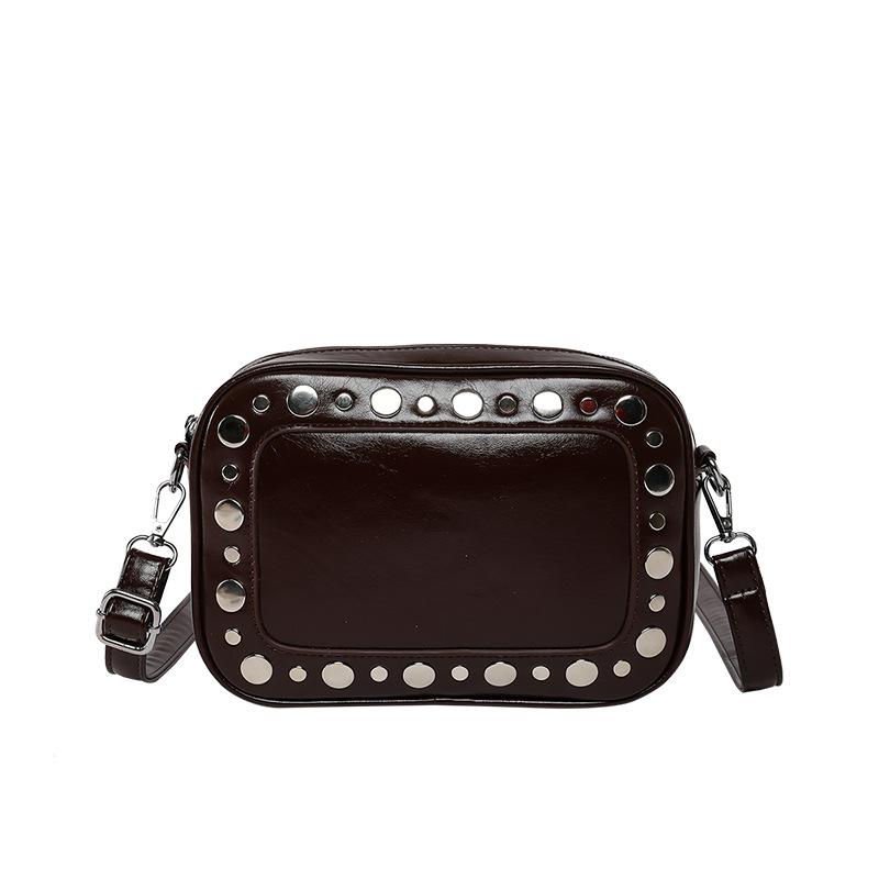 2025 new hot-selling personalized polka dot rivet camera bag niche design simple trend high-end textured messenger bag