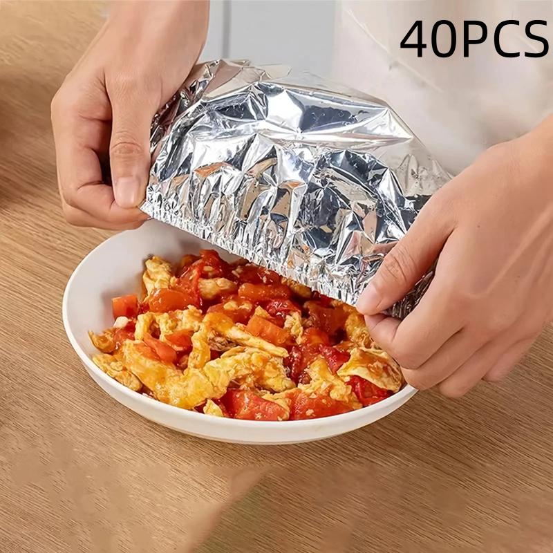 5/10/20/30/40/50 Pcs Aluminum Foil Food Preservation Covers Heat Retention Dust Proof Odor Proof For Leftover Storage Fits Bowls