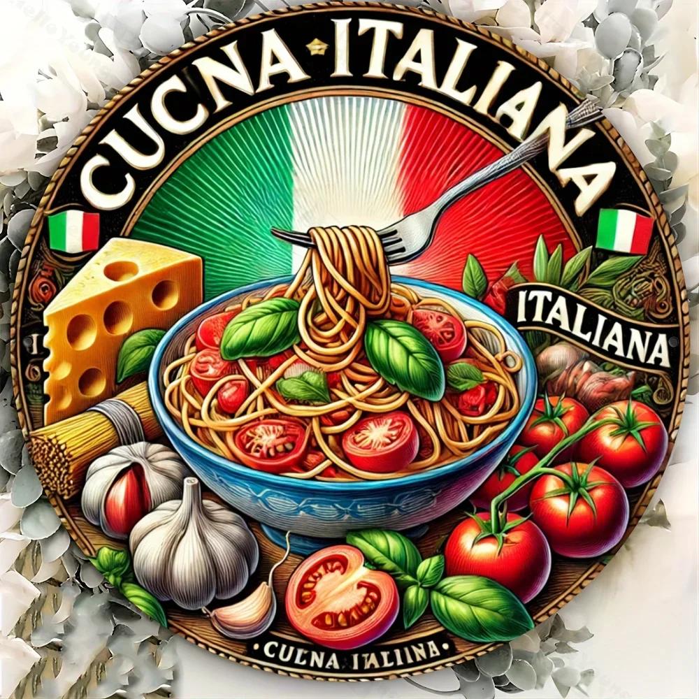 Vintage Italian Cuisine Sign, Durable Aluminum Foil Art. Ideal for Home Decor, From Kitchen To Bedroom. A Unique Gift Option.
