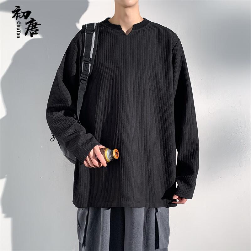 Мужская американская ретро футболка с длинным рукавом хенли с эффектом потертости XL