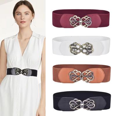 Curea Elastică de Piele pentru Femei pentru Rochie Cataramă Retro din Alamă Curea de Damă Modă Haina Banda Întinsă