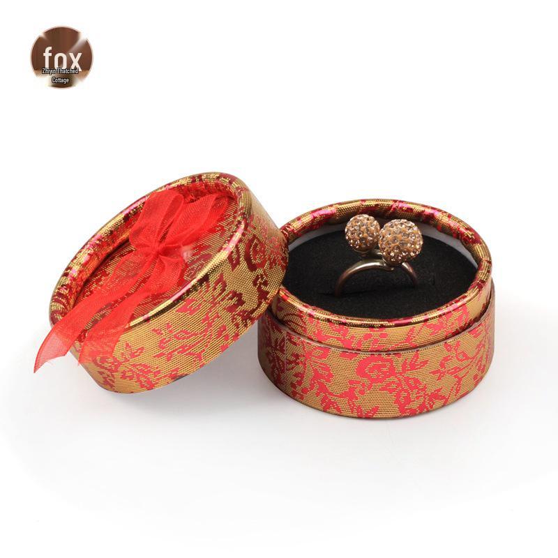 Small Bowknot Round Jewelry Box for Rings and Earrings