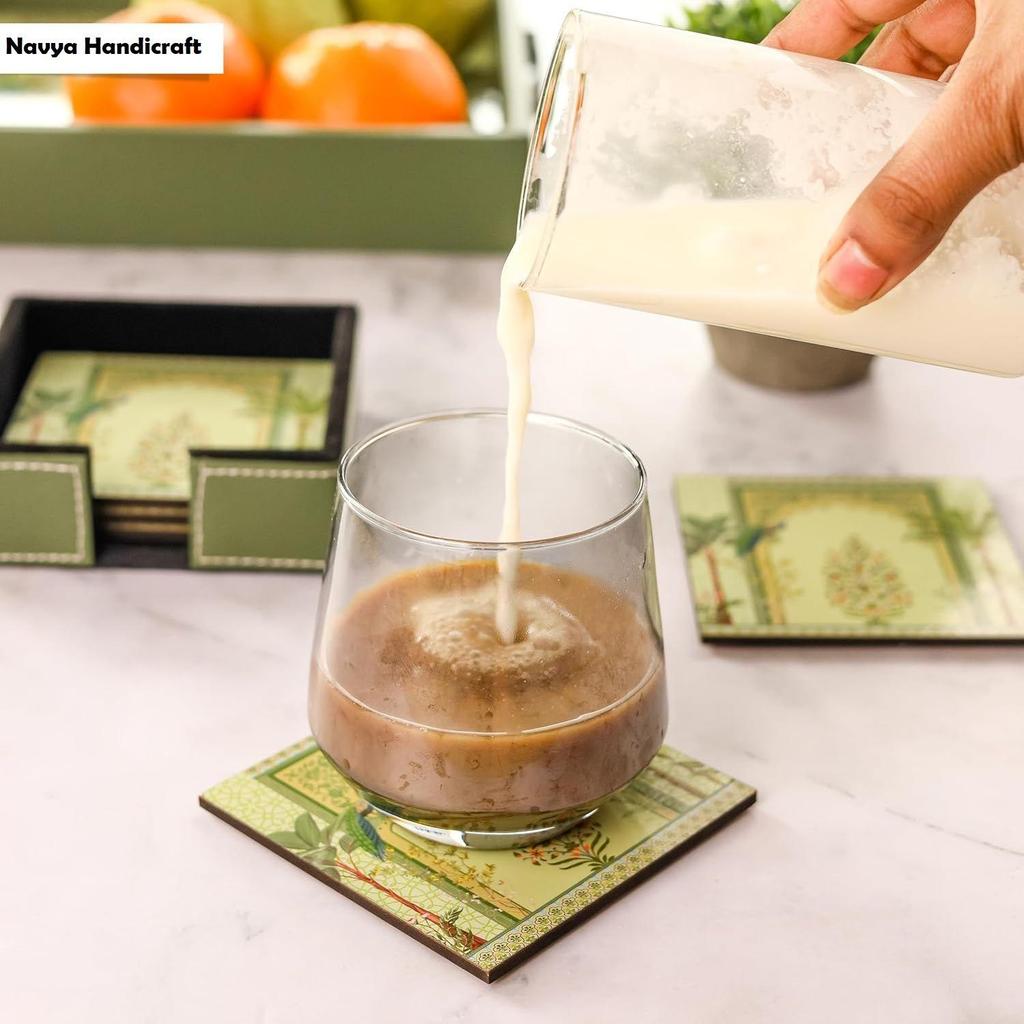 Leather Coasters - Tea Coaster - Dining Table Decor Accessories - Coster Set For Dining Table For Hot Pots