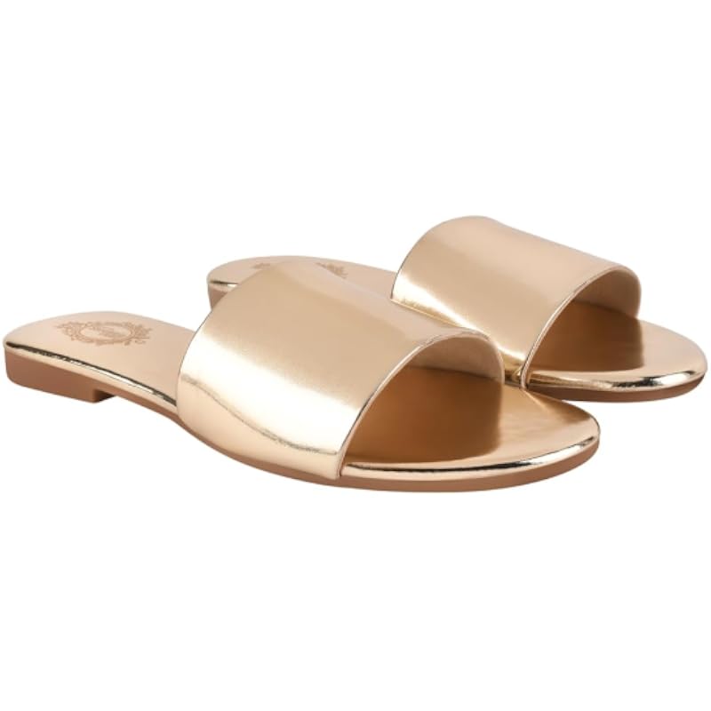 Shoetopia Girls Flat-153 Golden Flat Sandal - 5 Uk (Girls-Flat-153-Golden)