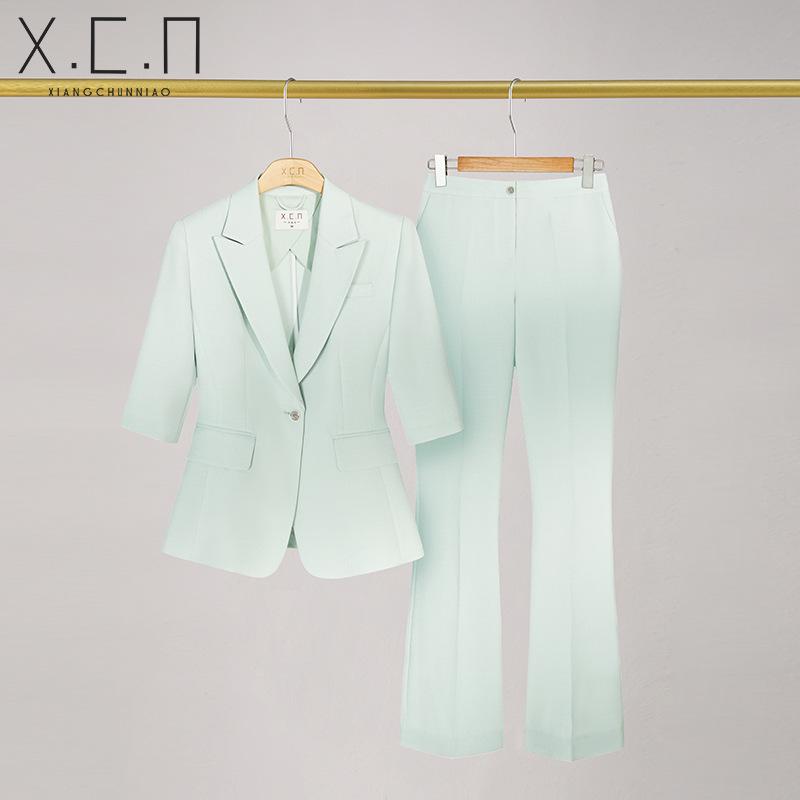

Xiangchun Bird Women s Stylish Slimming Suit Set - Elegant Summer Formal Wear for Professional Interviews and Commuting XL м ята зелений колір