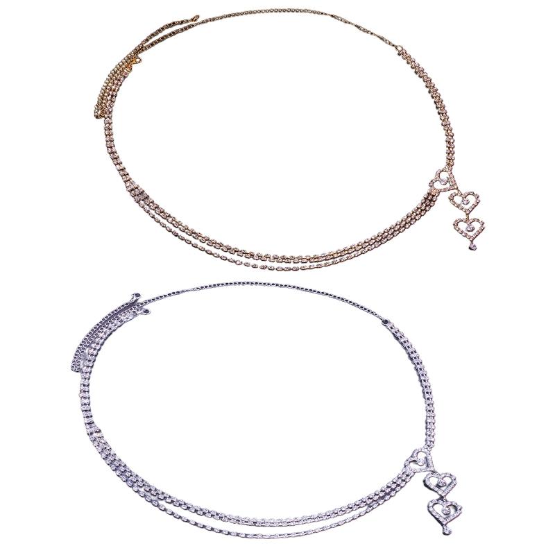 Multi Layer Waist Chain Alloy Shinning Body Chains with Dangle Heart Body Jewelry Accessories for Women and Girls
