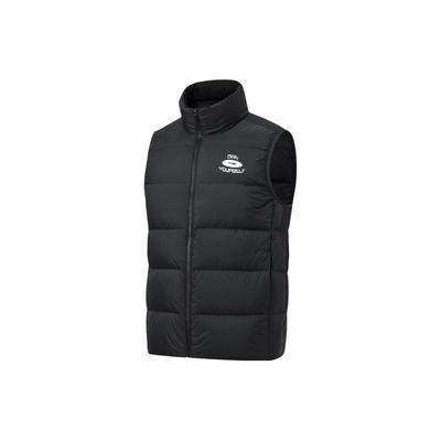 Li Ning Fitness Series Solid Color Logo Stand Collar Down Vest Men Vests Black AMRT015-1