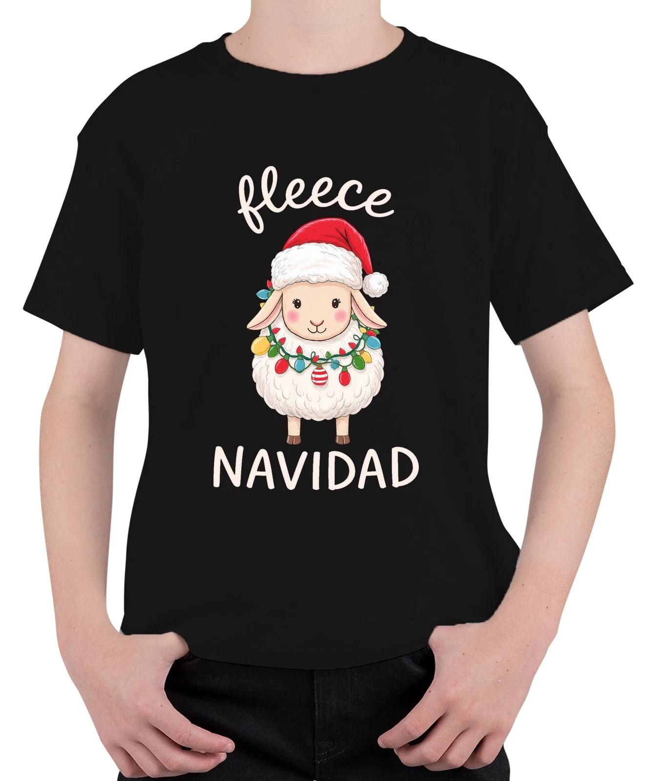 fleece NAVIDAD niedliches Schaf Weihnachten Lichterkette Santa Unisex Kinder T-S XL