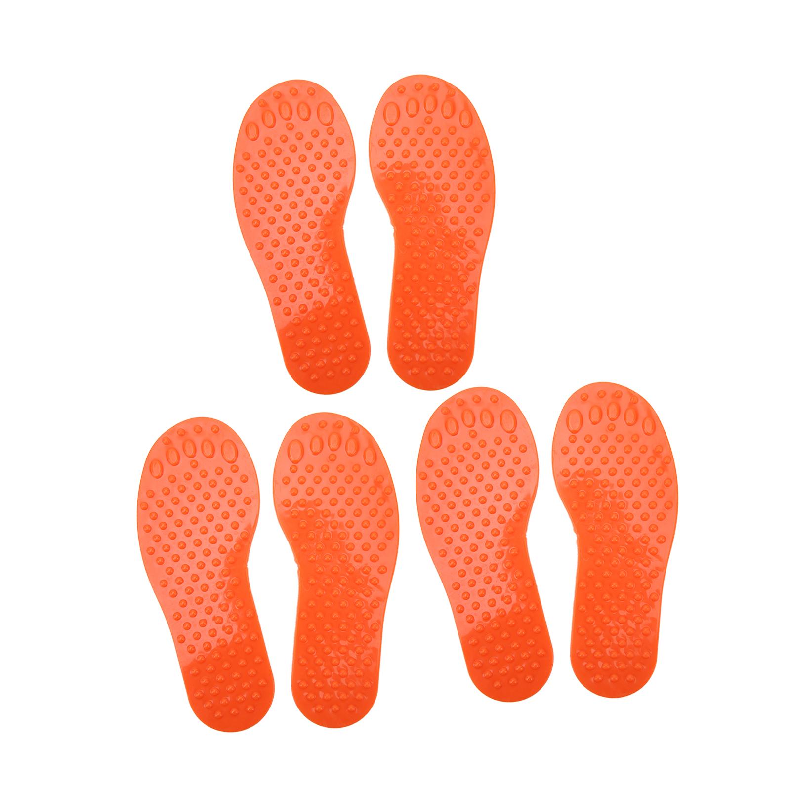 

3 пары маркеров для следов из ПВХ, красочные тренировочные коврики в форме стопы, игрушки для игр в помещении и на открытом воздухе, оранжевые