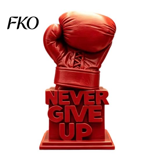 Never Give Up Ornament Boxing Glove Statue, Inspiring 3D-Printed for Home High-End Texture Decor Piece Office Desk Decor, Motivational Gift Athletes,