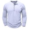 Autumn New High-End Men Cotton Button Henley Neck T-shirts Fashion Solid Color Long Sleeve T Shirt Casual Button Top Tees