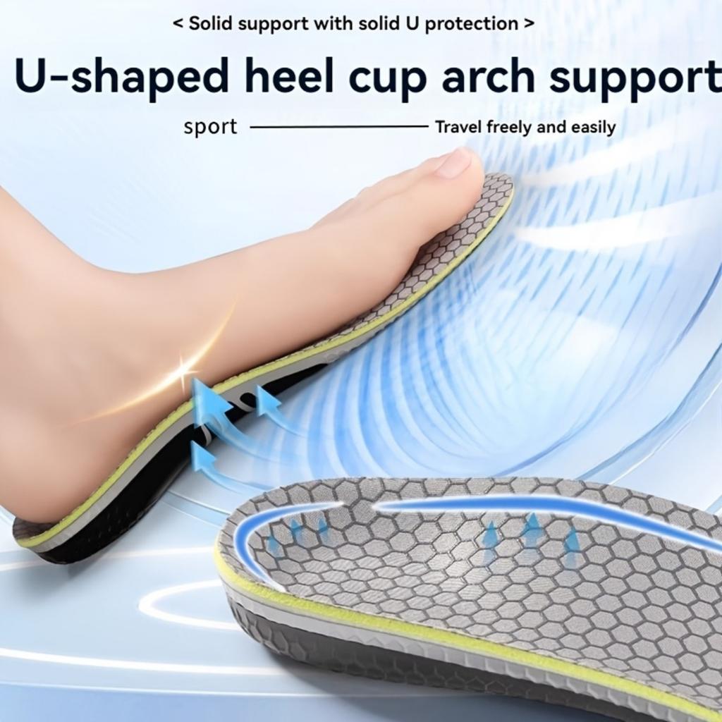 Silicone Sports Insole - Shock-absorbing, Comfortable Cushioning, Suitable for Running and Standing, with Arch Support, Insole