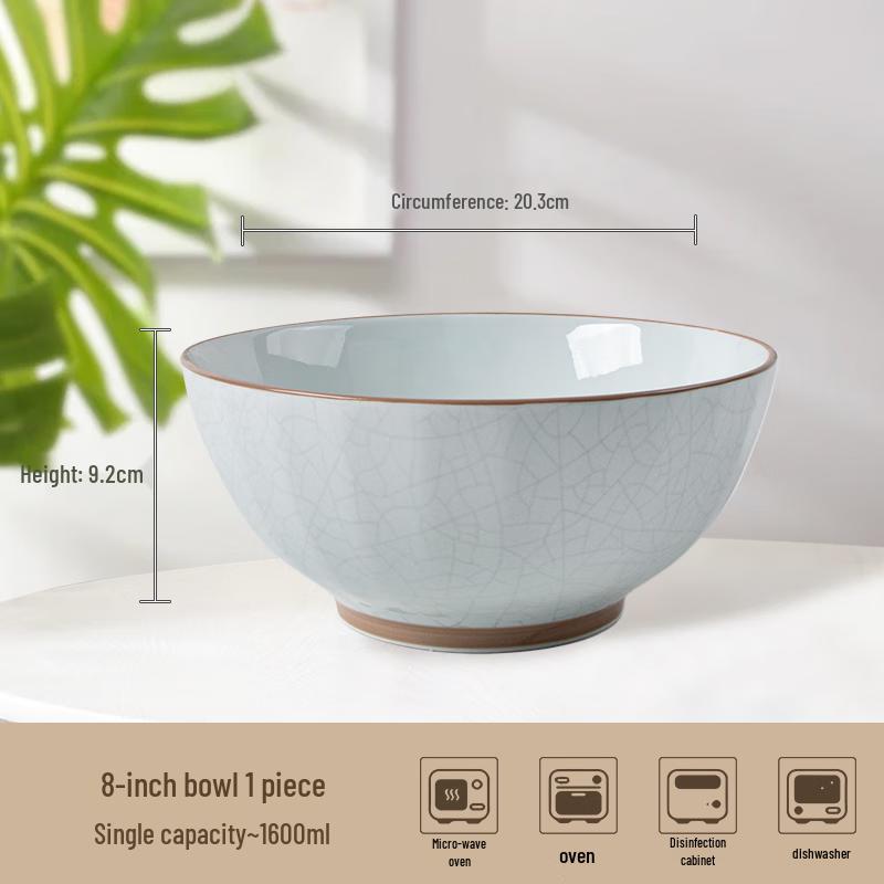 

Huaqingge 8-inch Underglaze Ceramic Ice Crack Dining Bowl