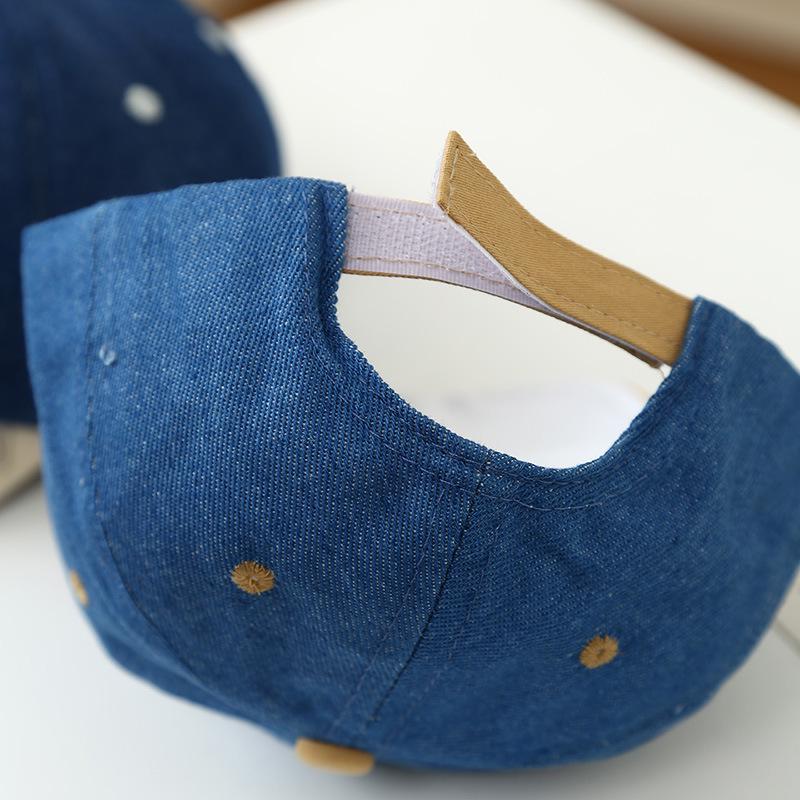 Kids' Trendy Korean Style Embroidered Denim Baseball Cap - Unisex Spring Sun Protection