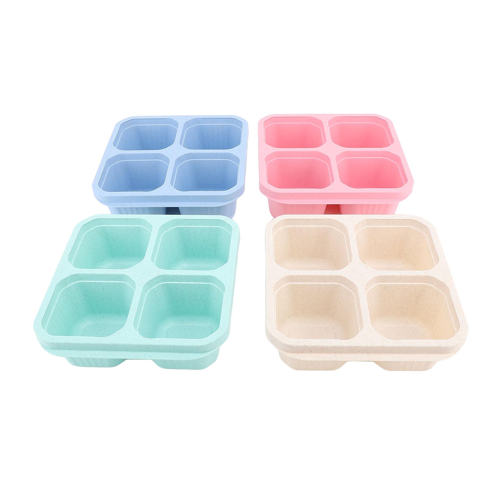 

4 Colors Snack Container Box Stackable Reusable Dustproof 4 Divided Compartment Snack Container L(for 6.5-9kg)