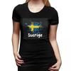Schwedische Flagge Schweden Schwarz Sverige T-Shirt für Damen Rundhals Streetwear T-Shirts Damen Kurzarm Sommerkleidung Tops