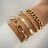3PCS Fashion Thick Chain Link Bracelets for Women Vintage Snake Chain Gold Color Silver Color Bangles Bracelets Set Punk Jewelry