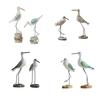 Yousheng 2 Pcs Wooden Seagull Figurine Coastal Lifelike Seabird Sculpture Nautical Animal Tabletop Ornament for Bedroom Living Room Home Office Desk