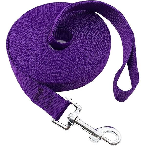 Nylon Training Dog Leash for Small Medium Large Dogs, 15ft 20ft 30ft 50ft Long Puppy Lead for Obedience Recall Training, Camping (20ft, Black)