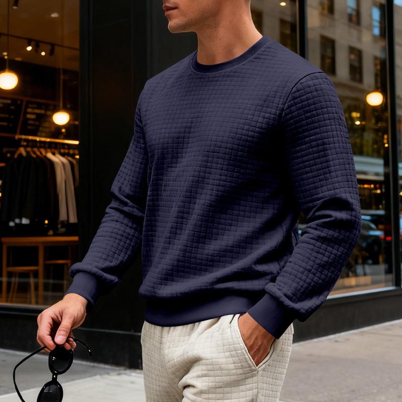 Frühlings- und Herbst Herren Retro Leicht Reif Lässig Pendeln Sport Einfaches Rundhals Struktur Sweatshirt